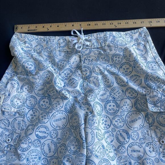 Island Company Board Shorts Mens 34 Postmark Drawstring Pockets Swimwear Blue - Picture 7 of 10